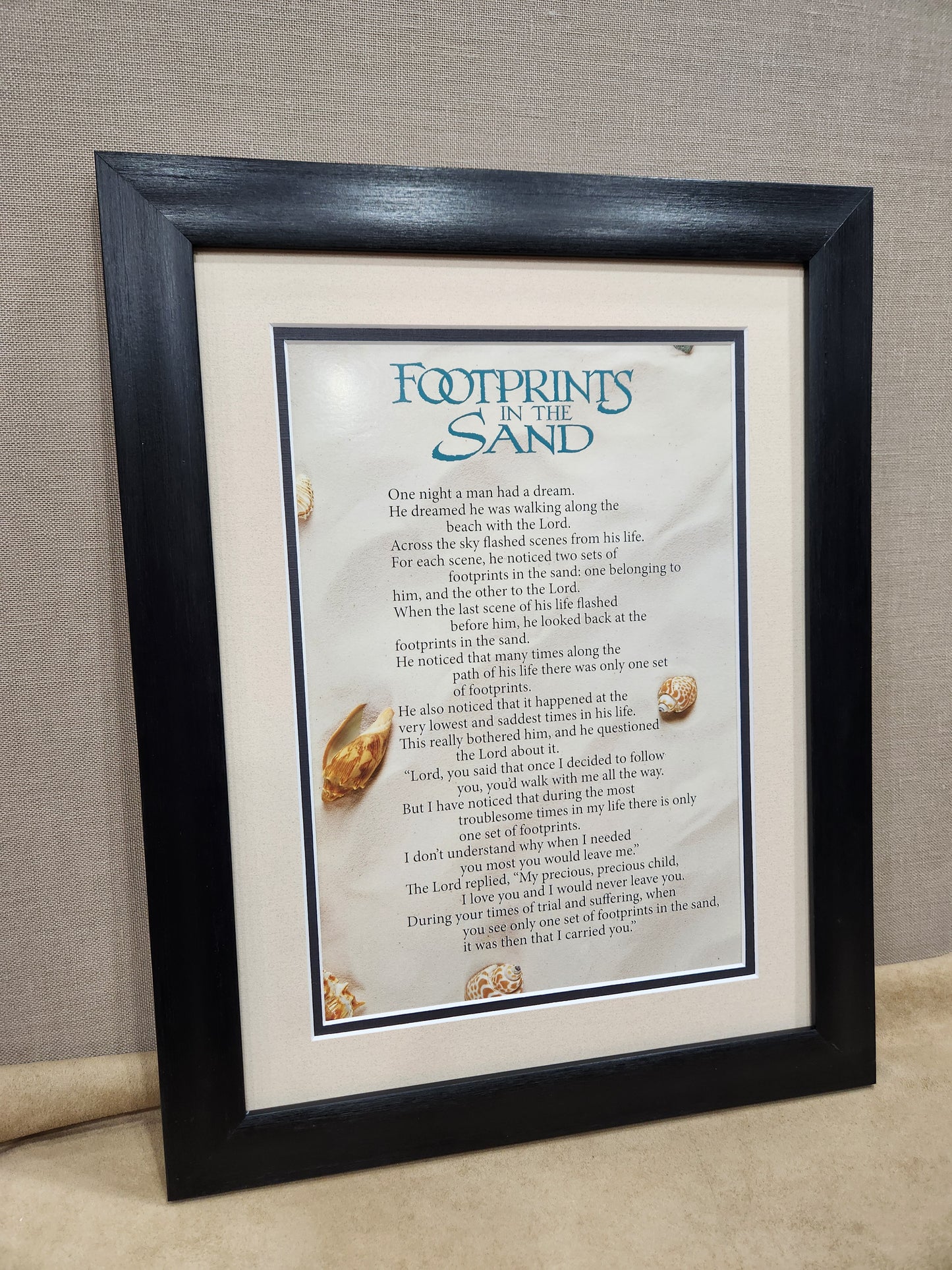 Footprints in the sand custom framed verse