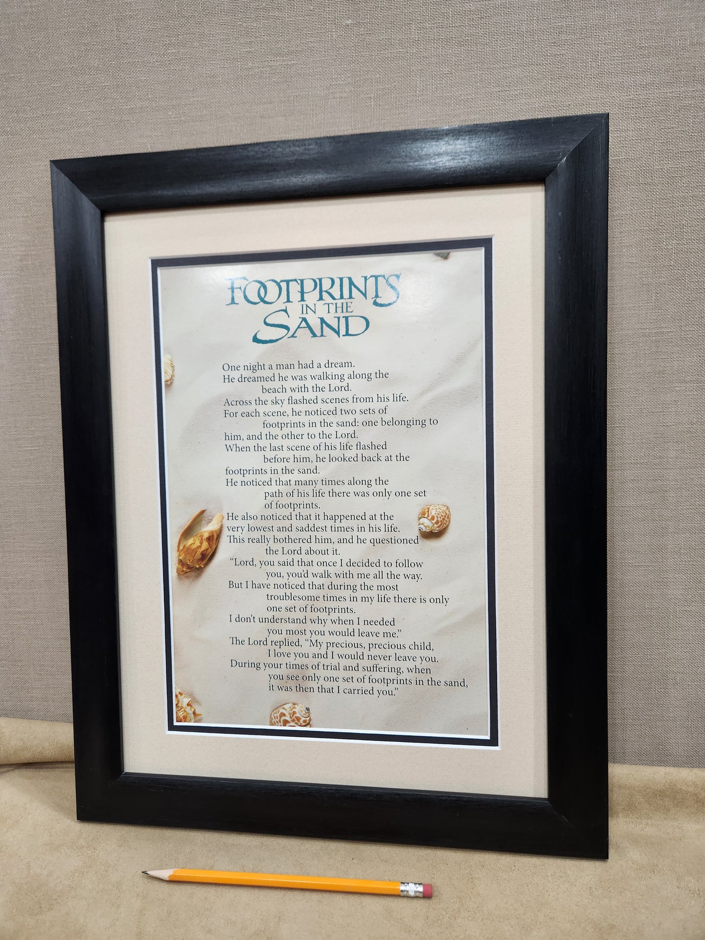 Footprints in the sand custom framed verse