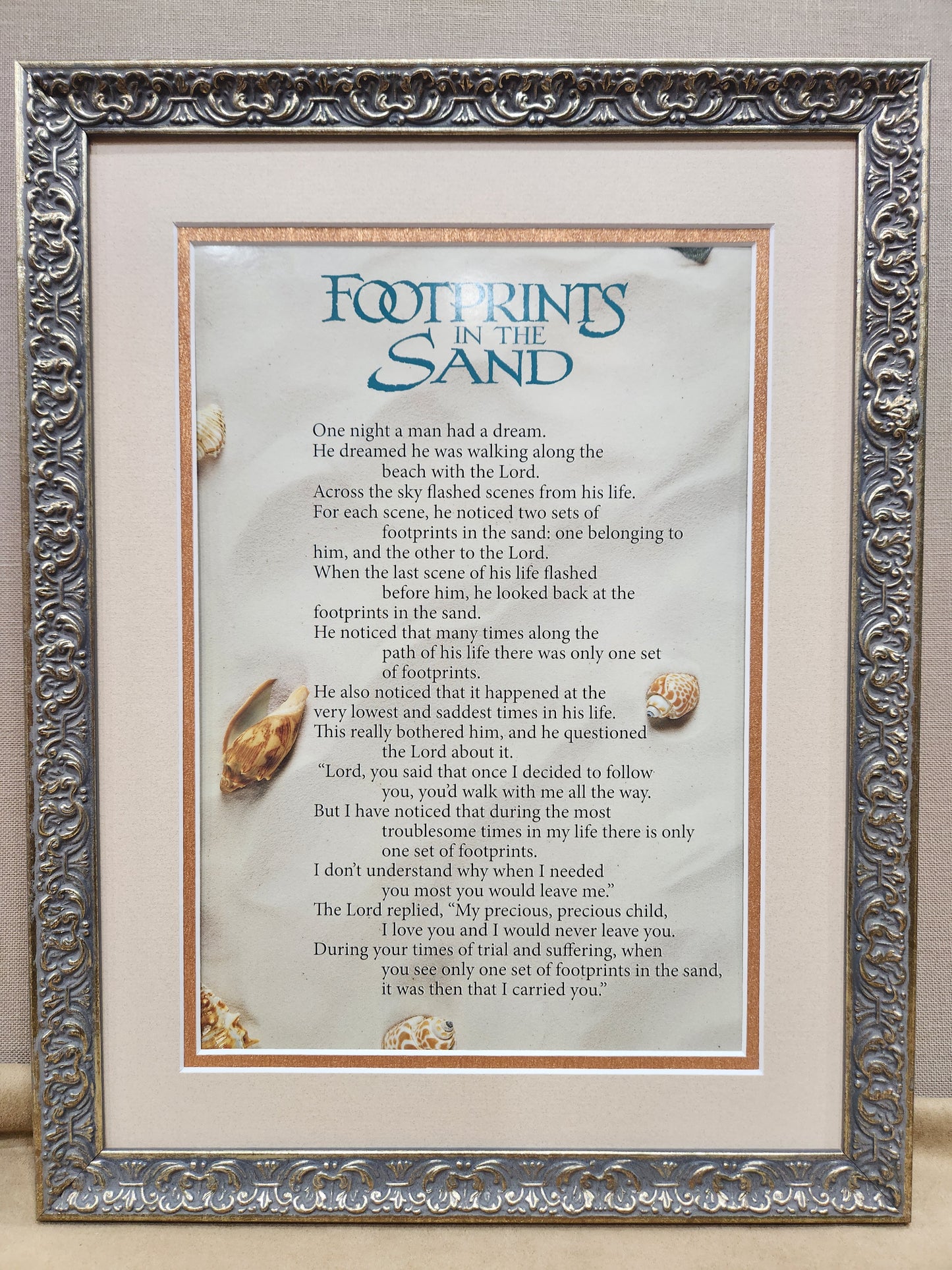 Footprints in the sand custom framed verse