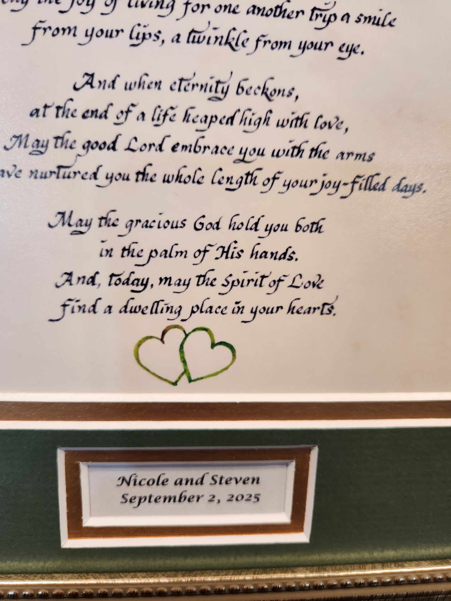 Irish Wedding Blessing personalized custom matted and framed Wedding gift