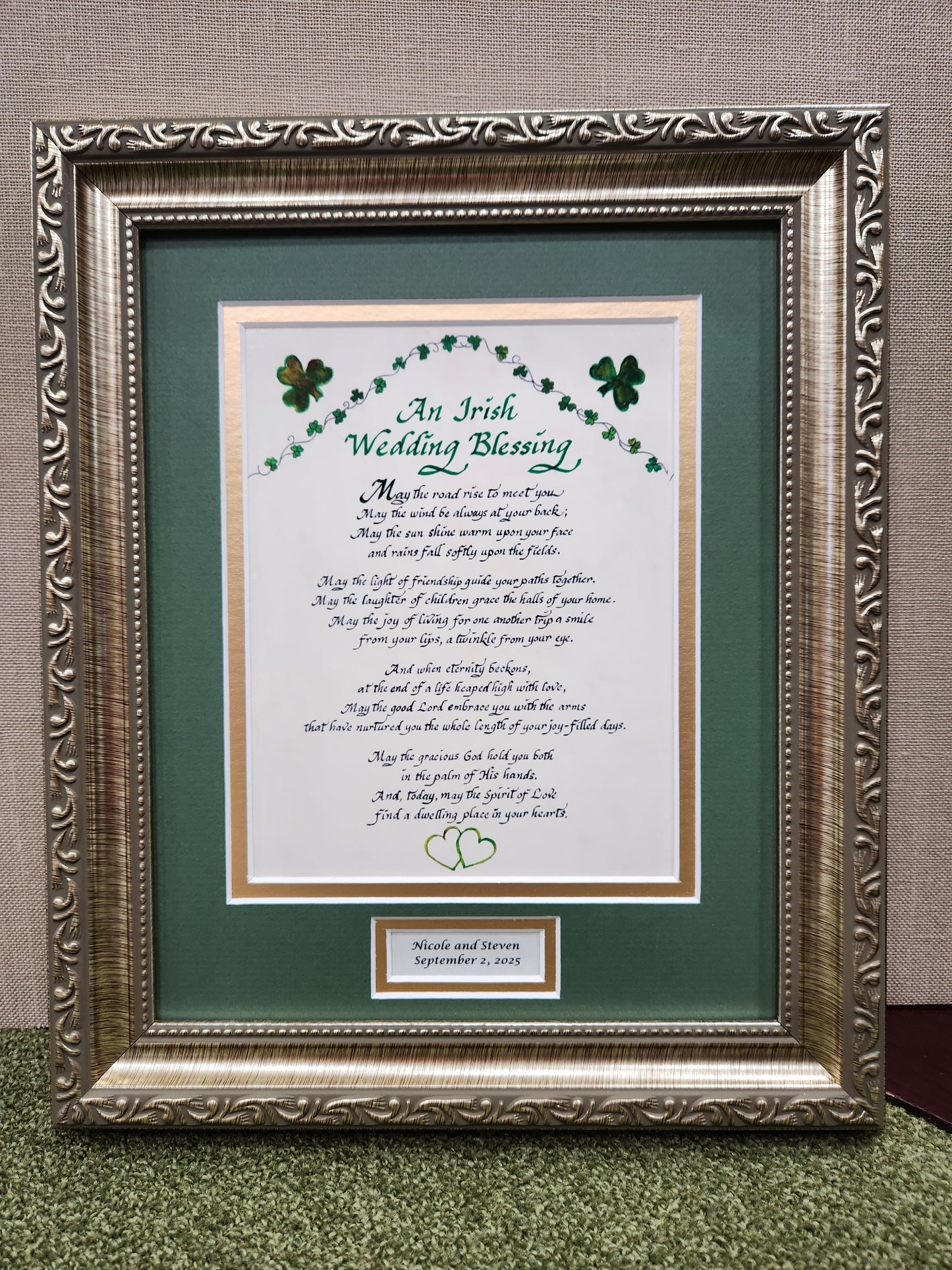 Irish Wedding Blessing personalized custom matted and framed Wedding gift