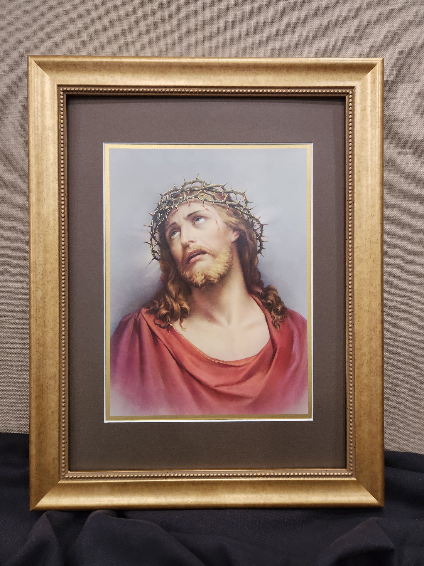 Jesus with crown of thorns framed picture