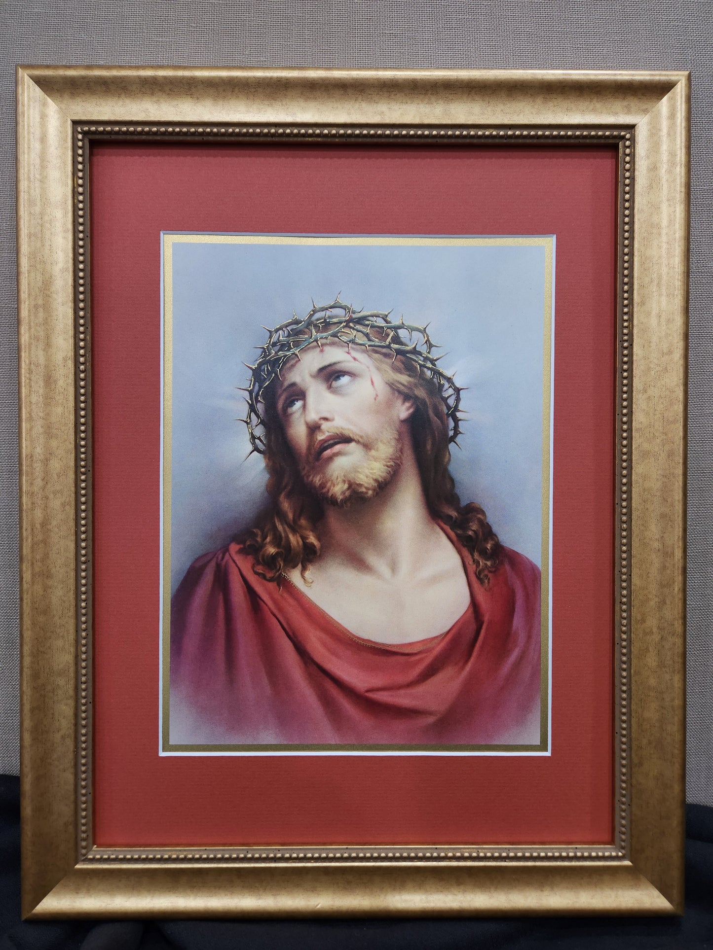 Jesus with crown of thorns framed picture