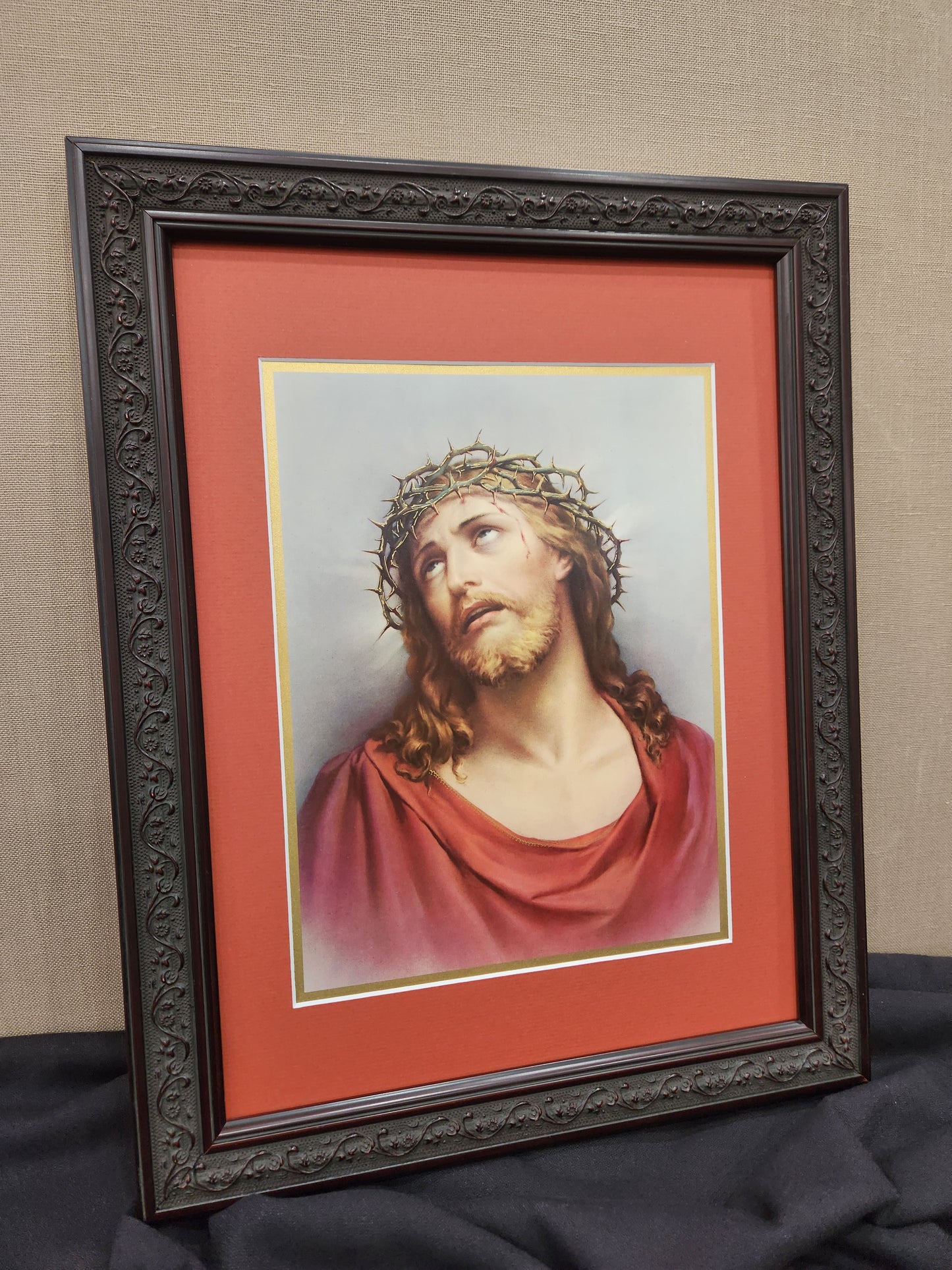 Jesus with crown of thorns framed picture