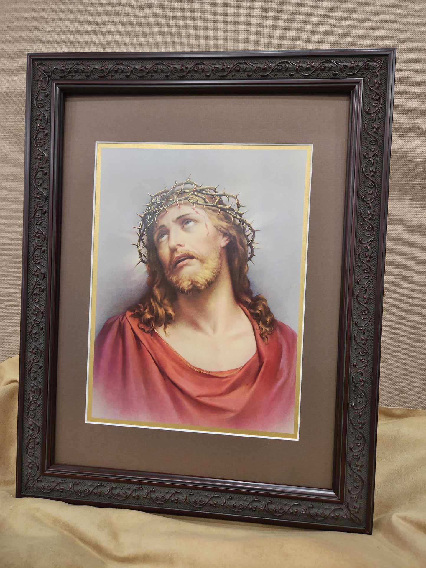 Jesus with crown of thorns framed picture