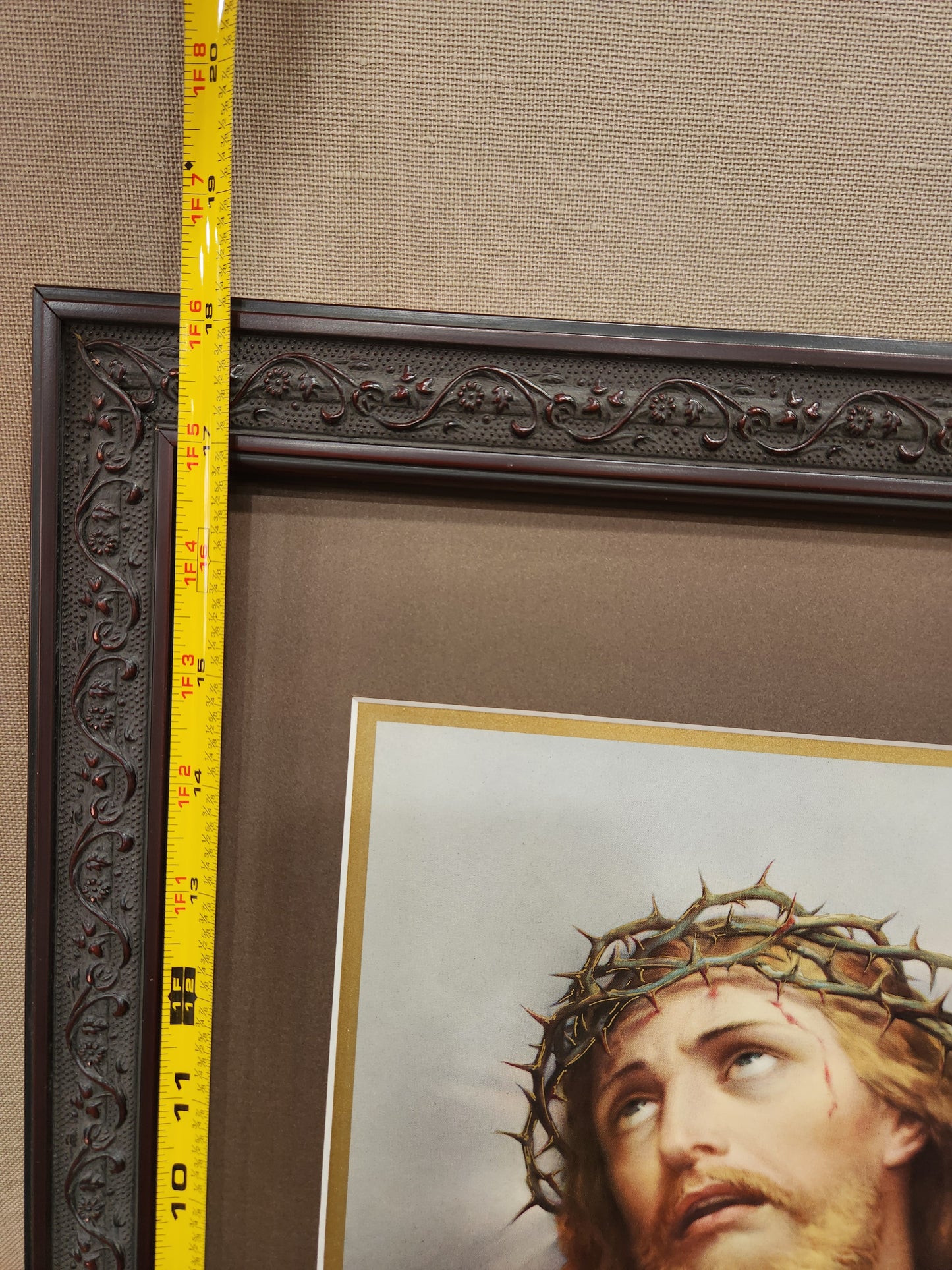 Jesus with crown of thorns framed picture