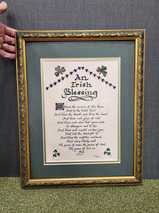 An Irish Blessing Poem custom framed and matted with option to personalize with family name