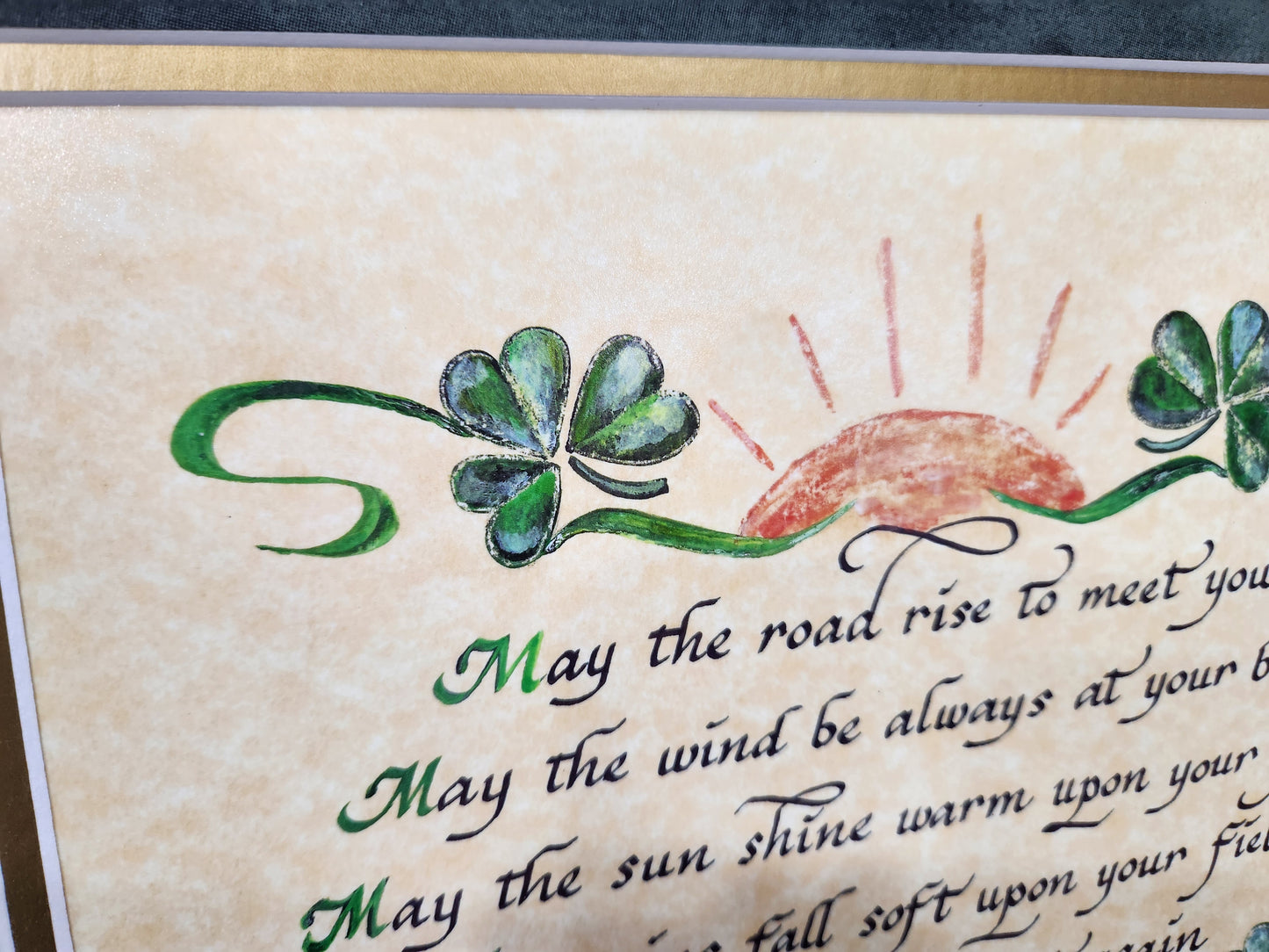 Irish Blessing May the road rise to meet you framed verse