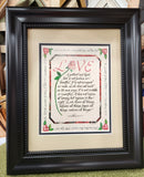 Love is patient and kind Wedding or Anniversary custom framed gift