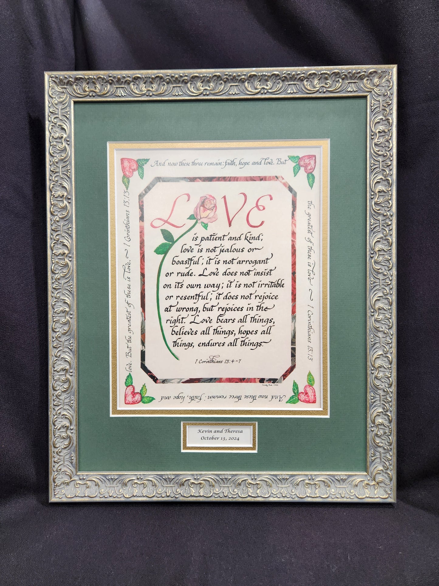 Love is patient and kind custom framed Wedding Gift