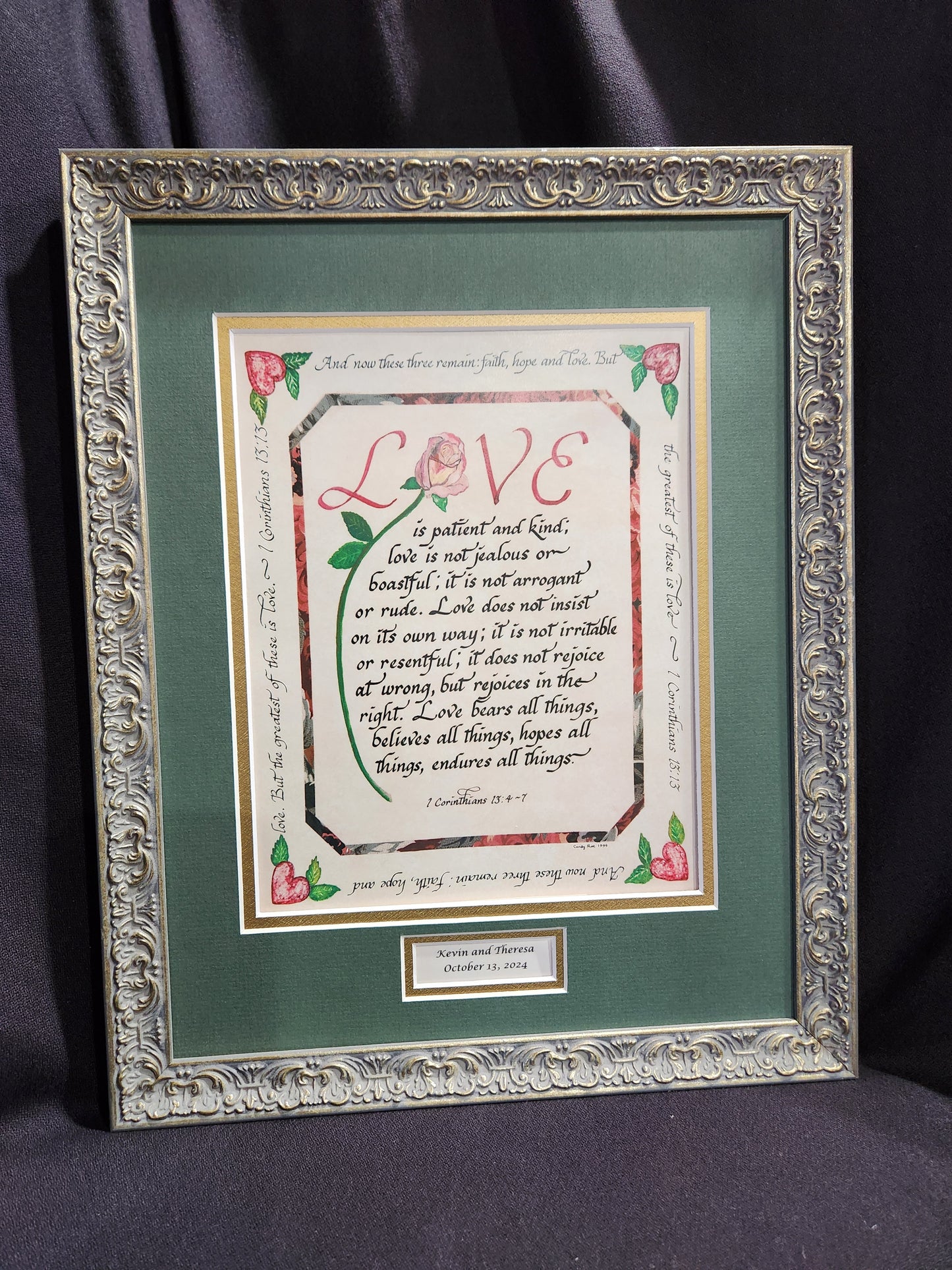 Love is patient and kind custom framed Wedding Gift