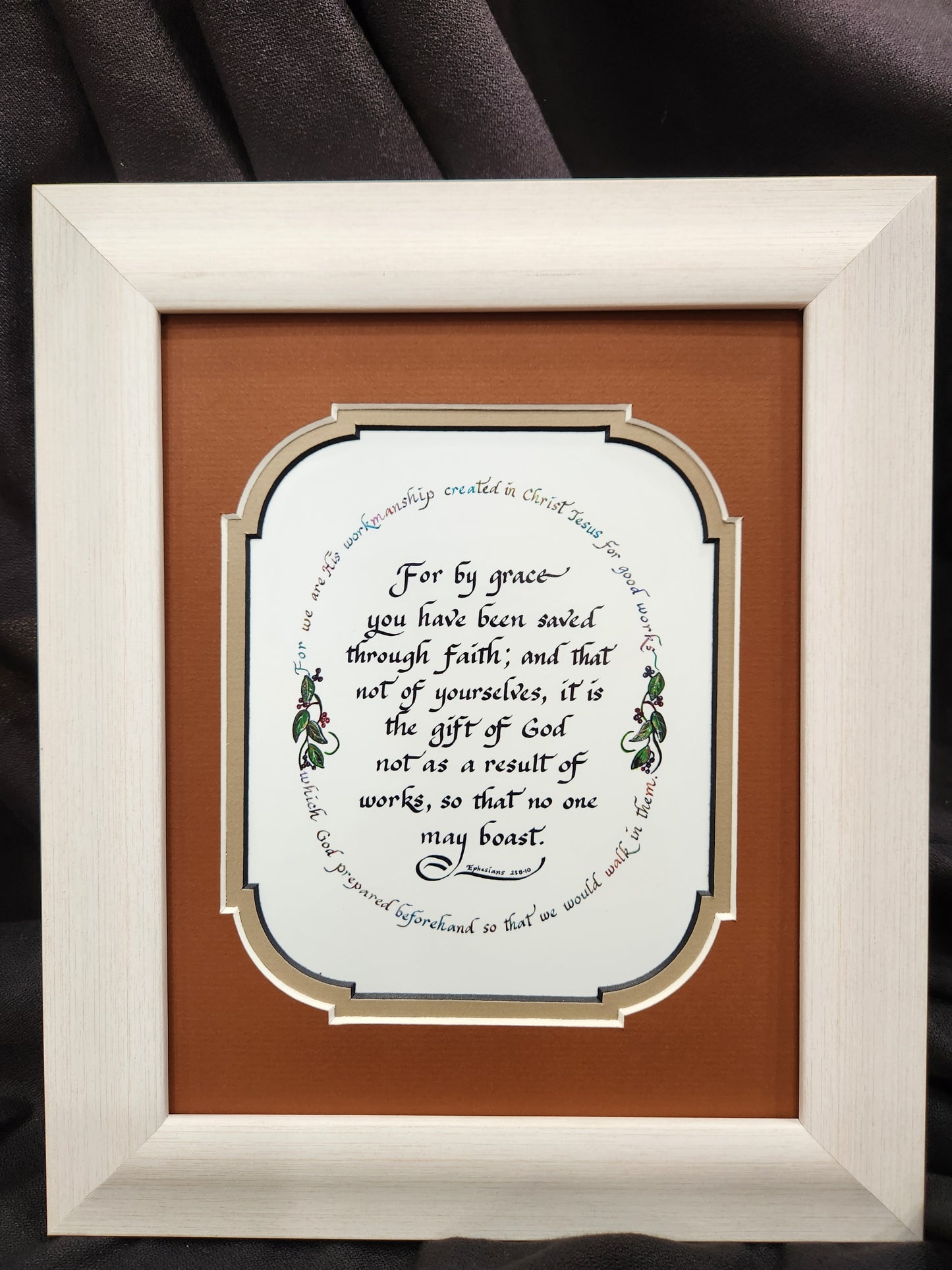 Ephesians 2 8:10 Scripture Verse custom framed and matted picture