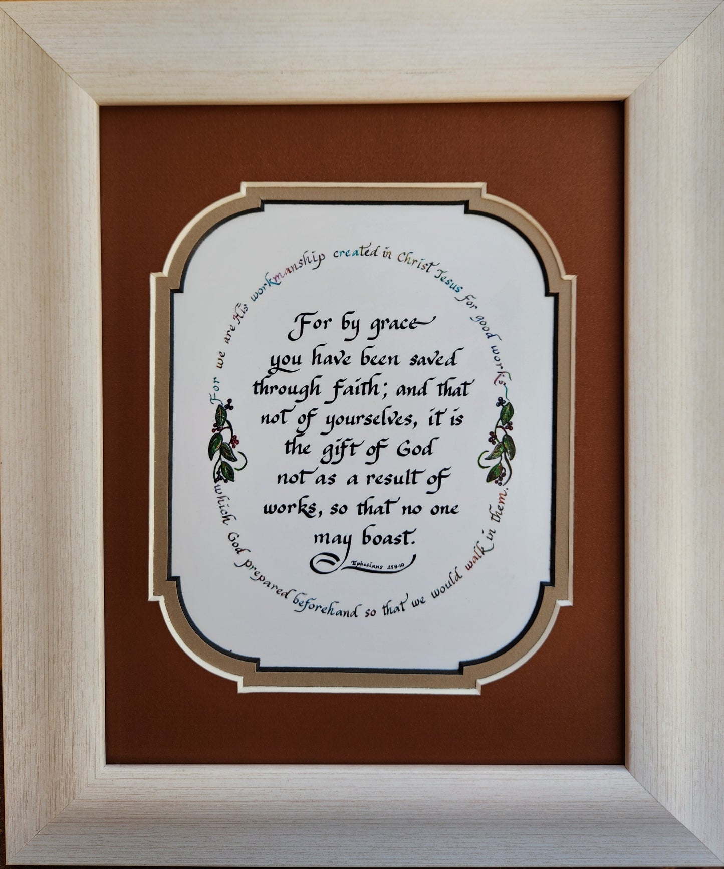 Ephesians 2 8:10 Scripture Verse custom framed and matted picture