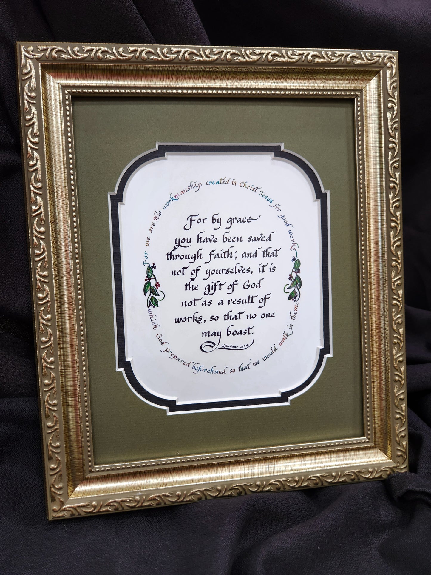 Ephesians 2 8:10 Scripture Verse custom framed and matted picture