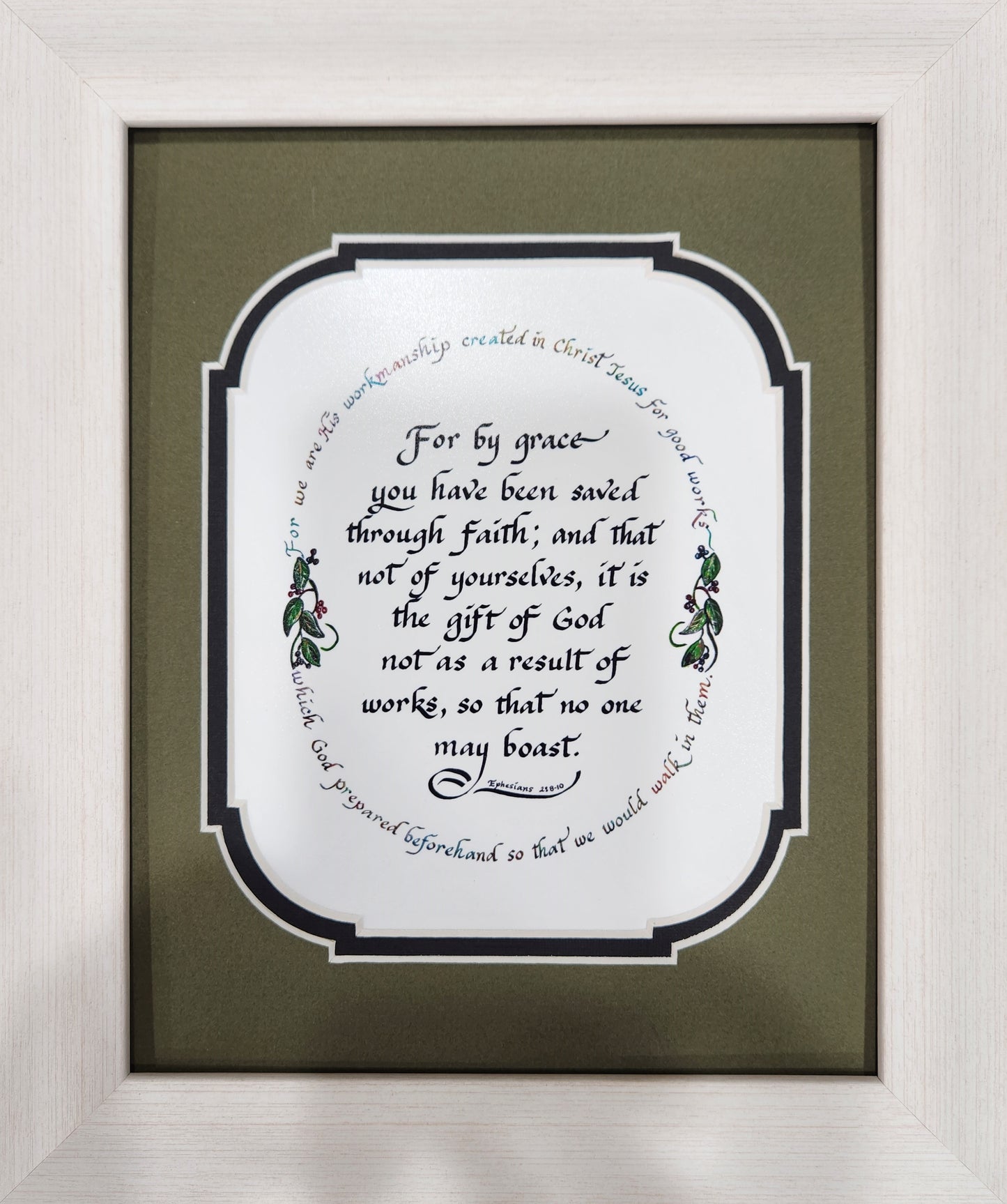 Ephesians 2 8:10 Scripture Verse custom framed and matted picture