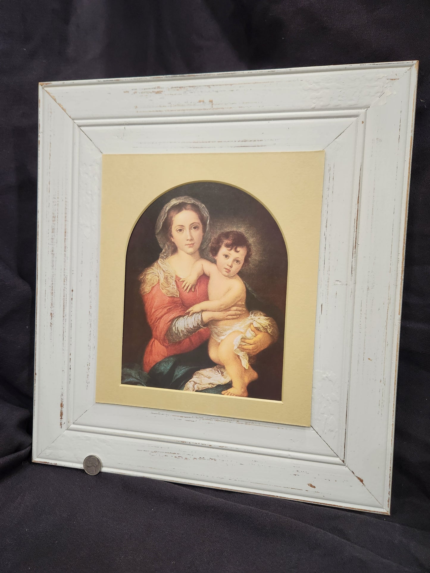 Madonna and child vintage custom framed print