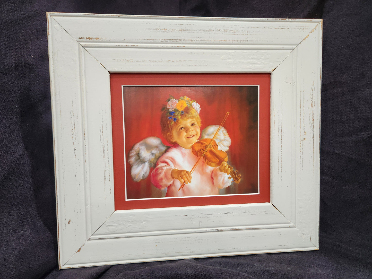 Angel Baby playing violin framed print