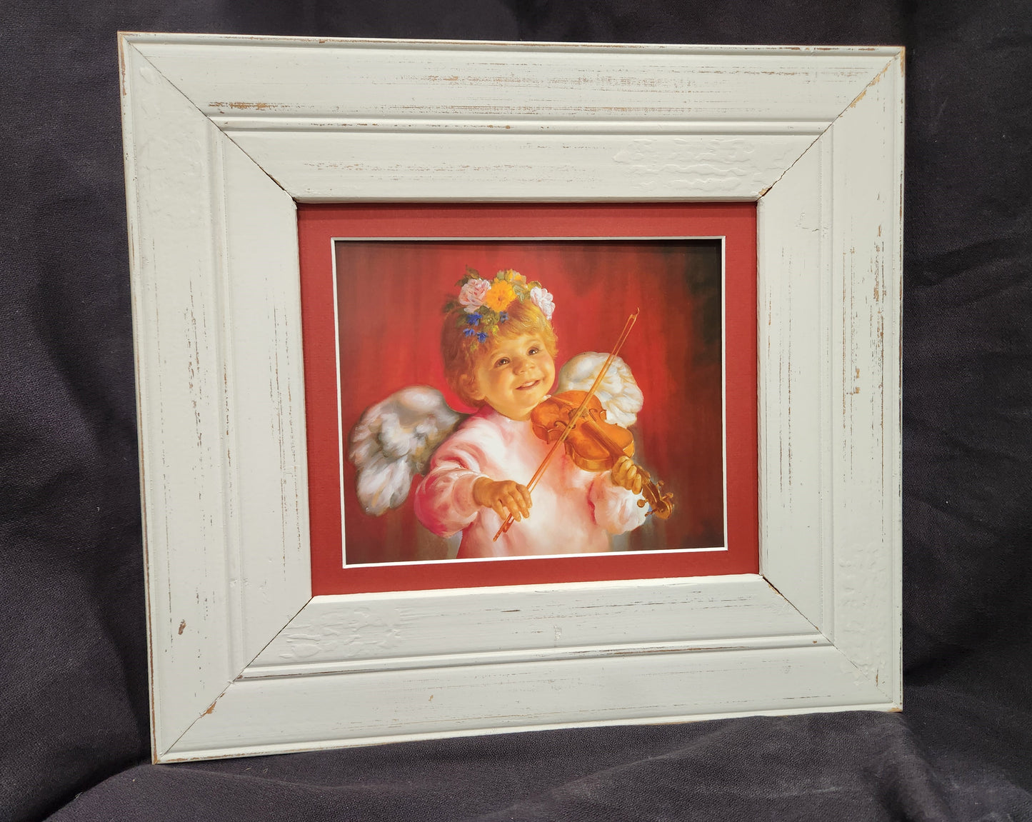 Angel Baby playing violin framed print