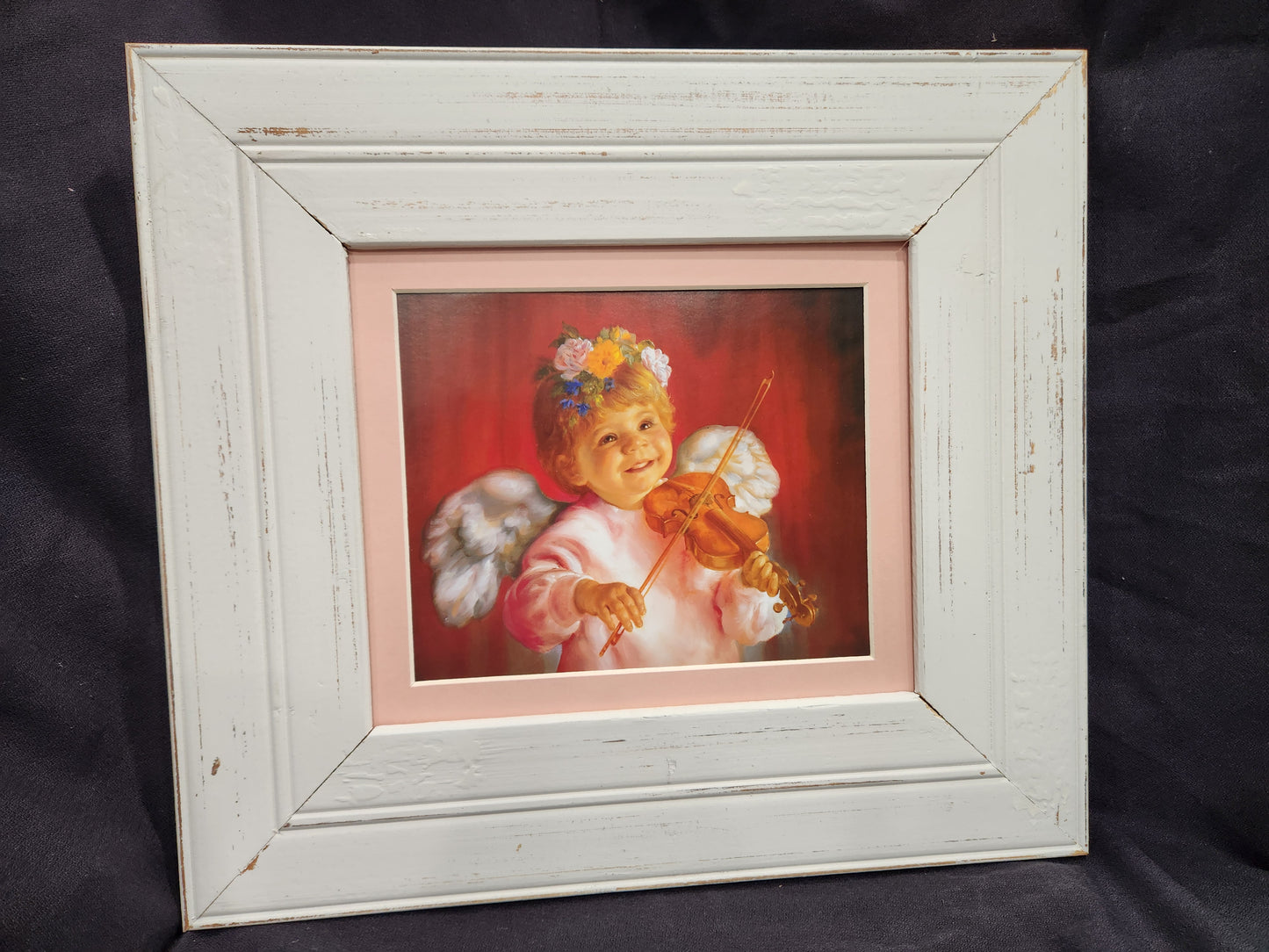 Angel Baby playing violin framed print