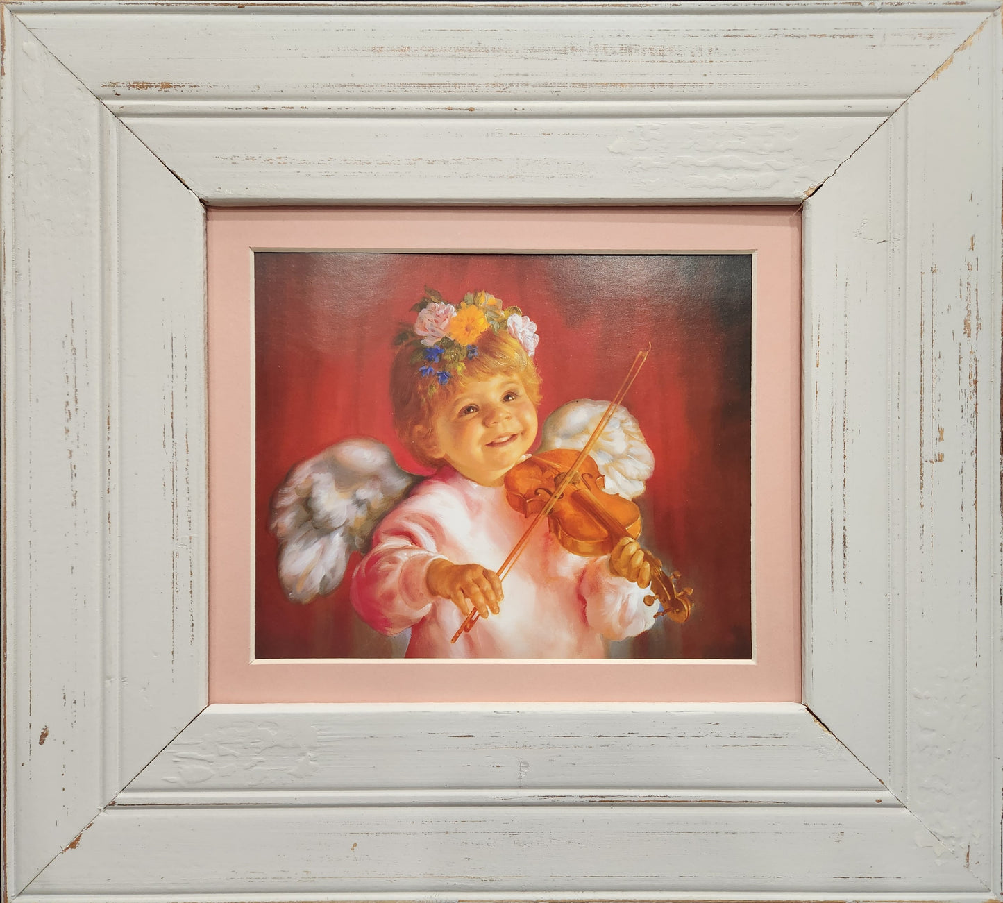 Angel Baby playing violin framed print