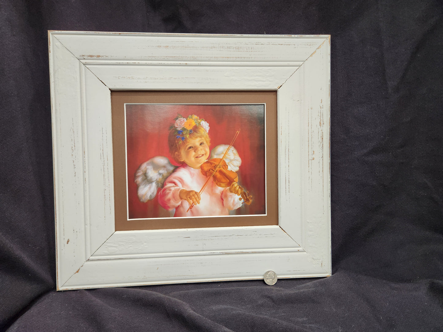 Angel Baby playing violin framed print