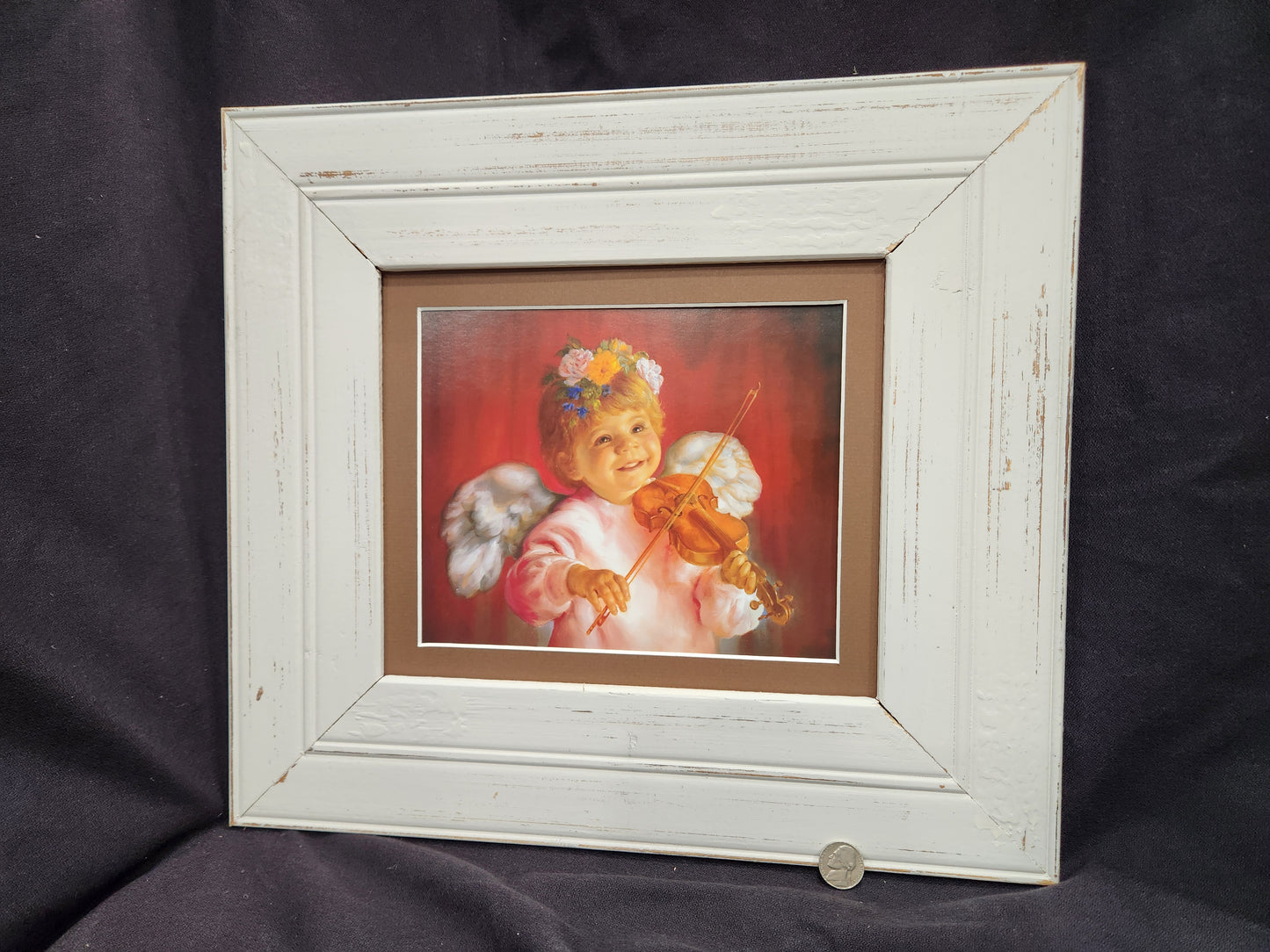 Angel Baby playing violin framed print