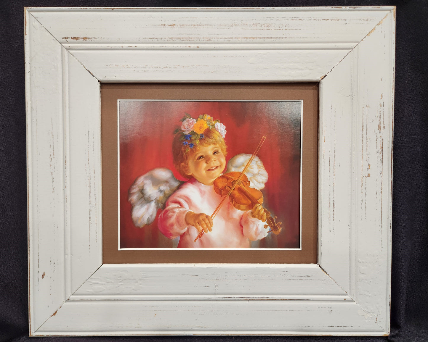 Angel Baby playing violin framed print