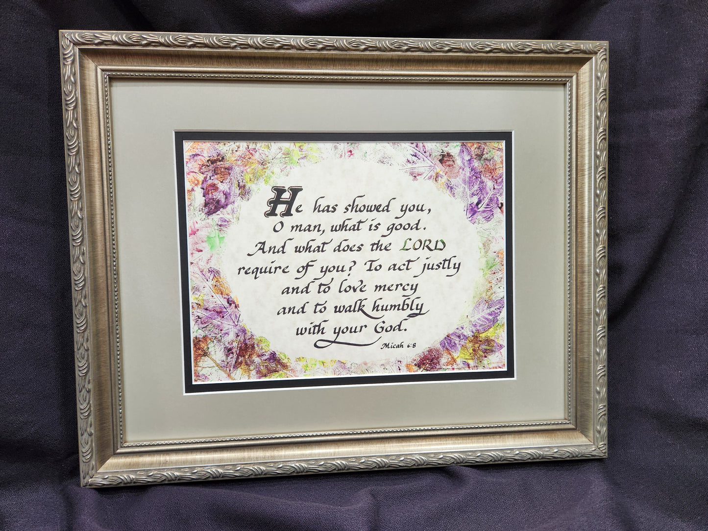 Micah 6:8 Scripture Verse custom framed and matted picture