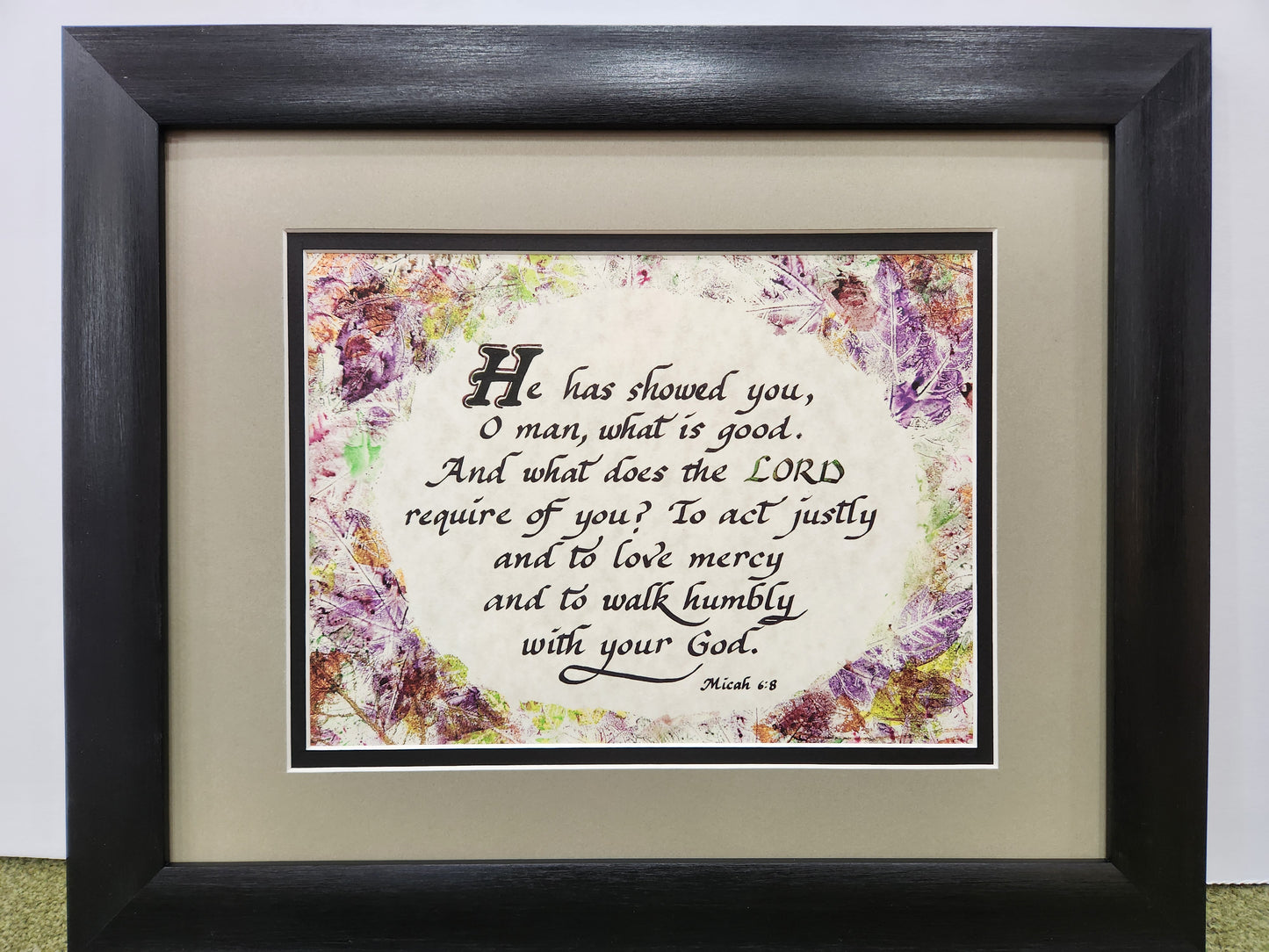 Micah 6:8 Scripture Verse custom framed and matted picture