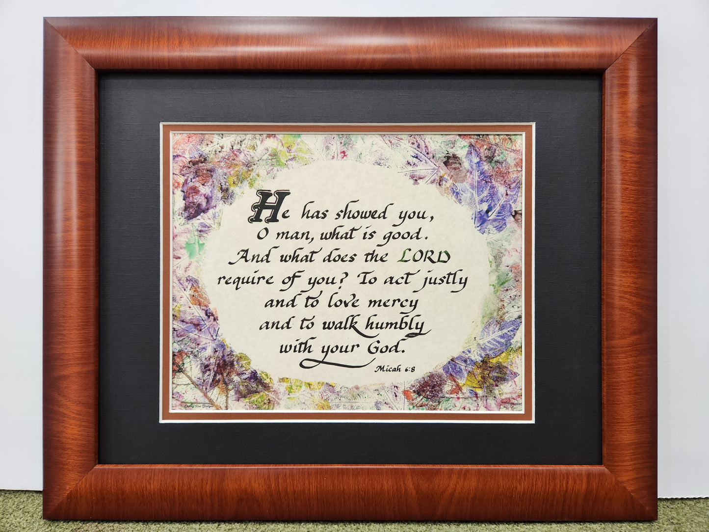 Micah 6:8 Scripture Verse custom framed and matted picture