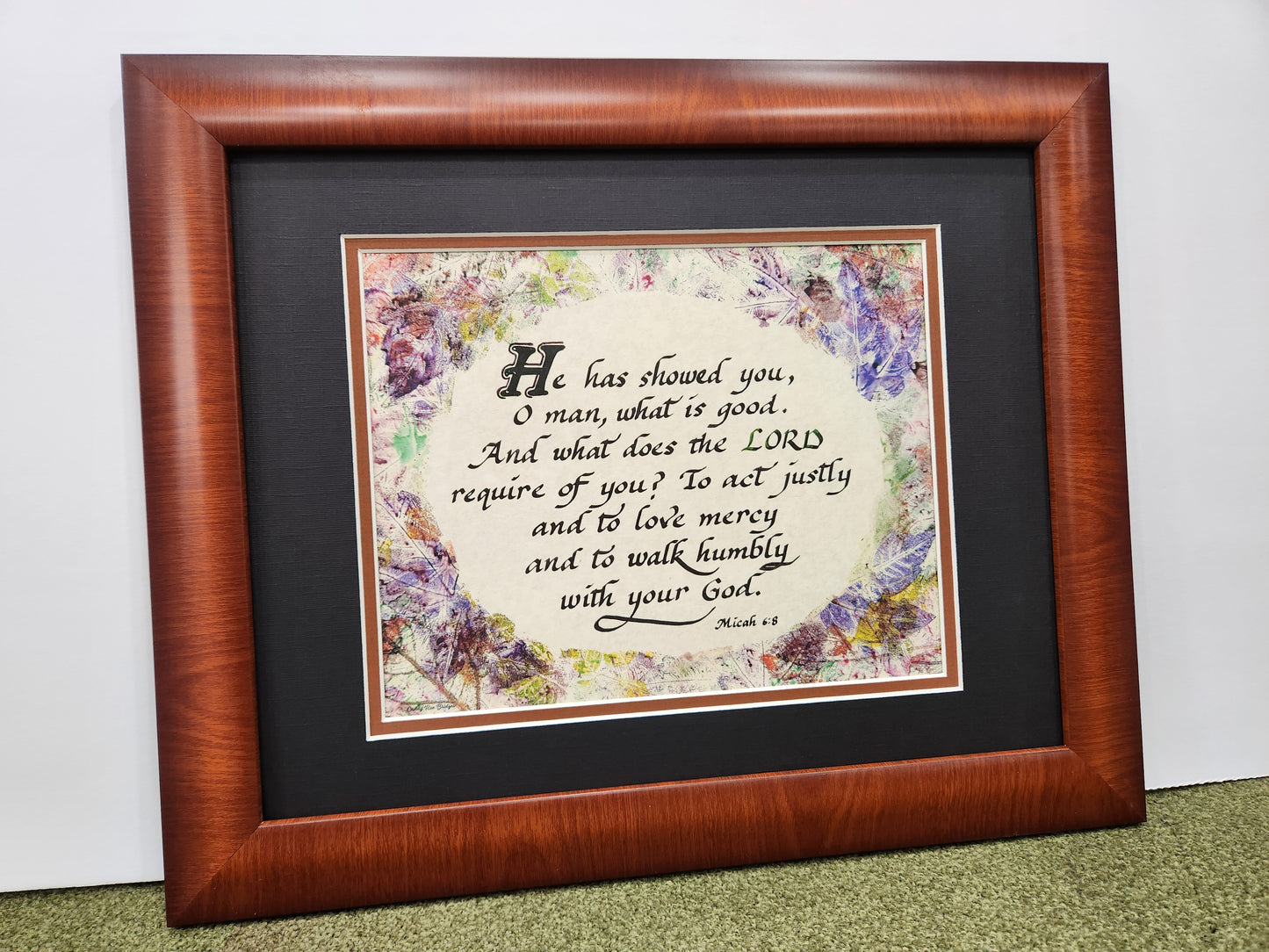 Micah 6:8 Scripture Verse custom framed and matted picture