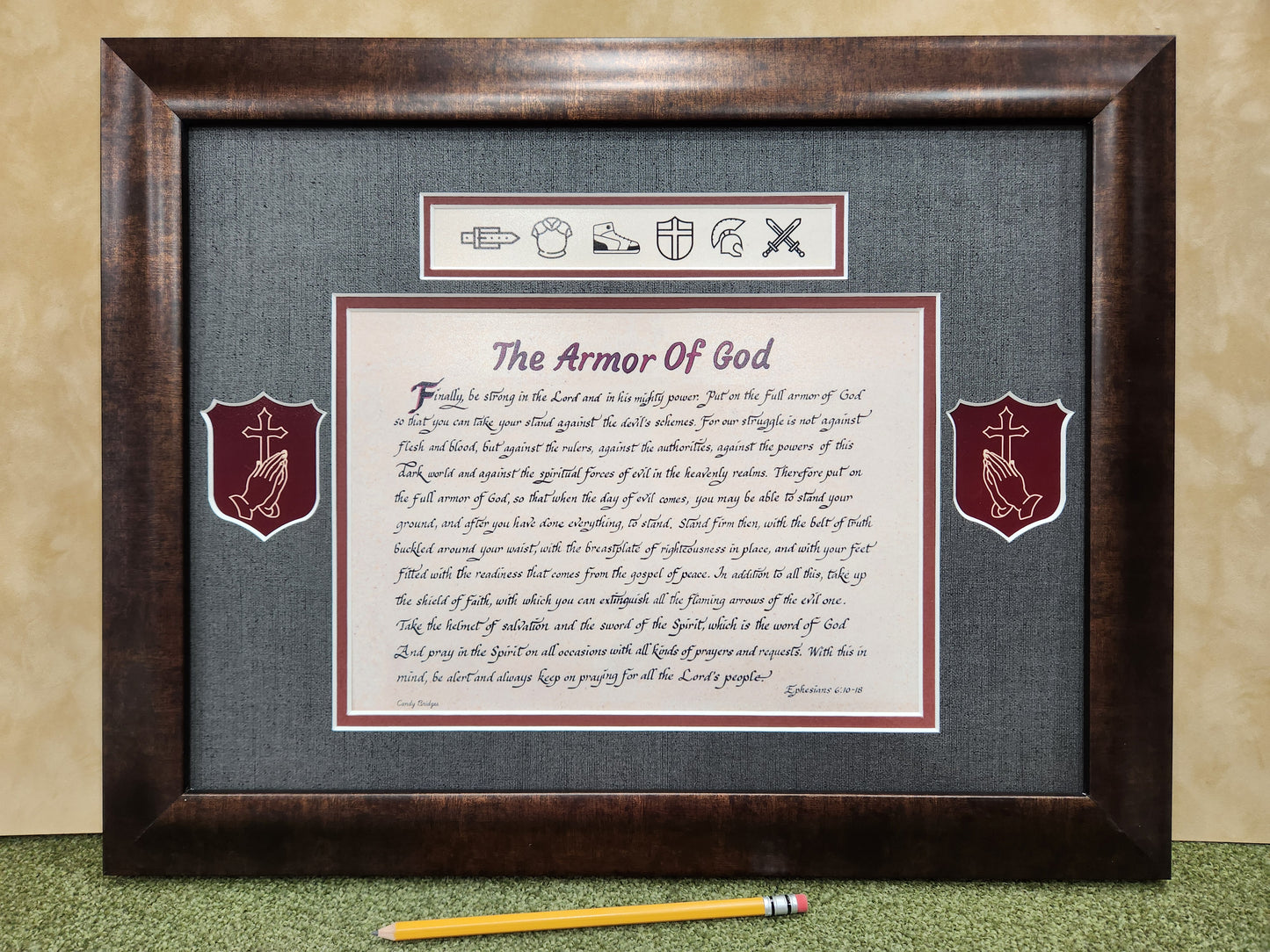 The Armor of God framed calligraphy and art print