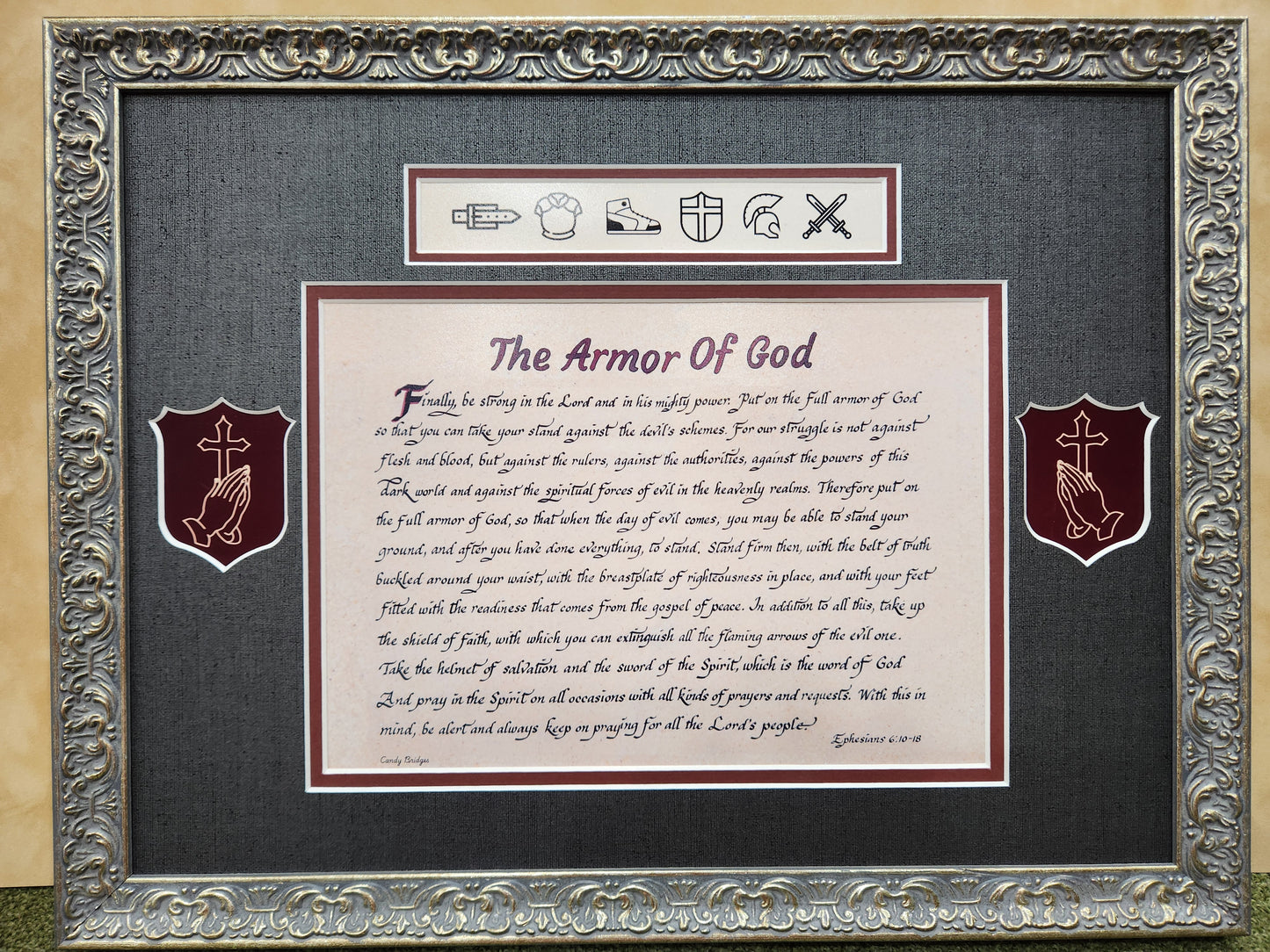 The Armor of God framed calligraphy and art print