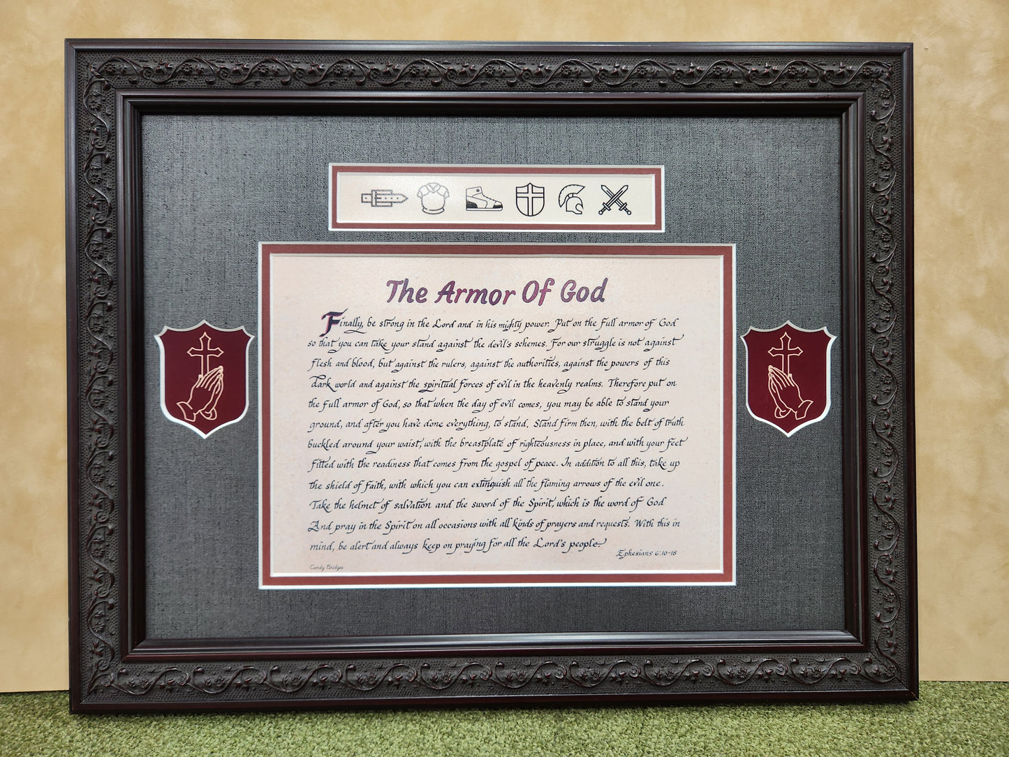 The Armor of God framed calligraphy and art print