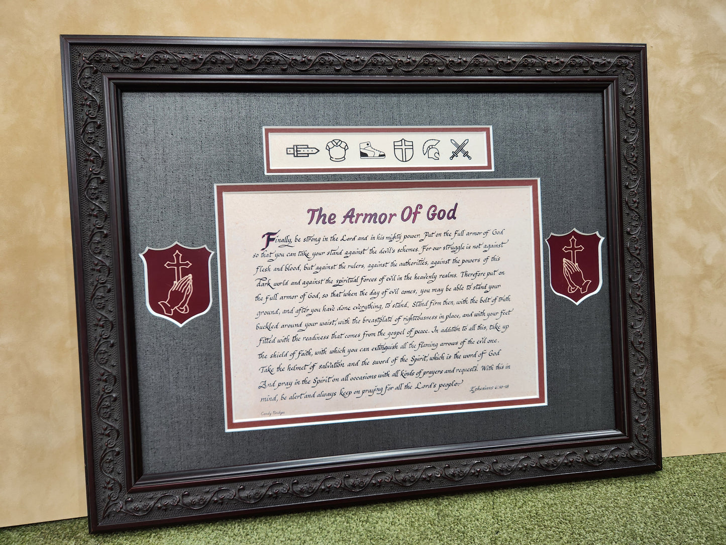 The Armor of God framed calligraphy and art print