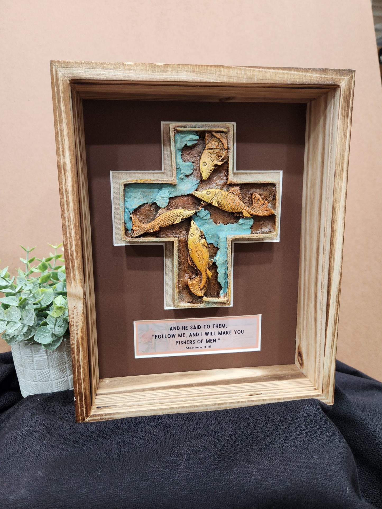 Fisher's of Men Shadowbox Cross and Scripture wall decor