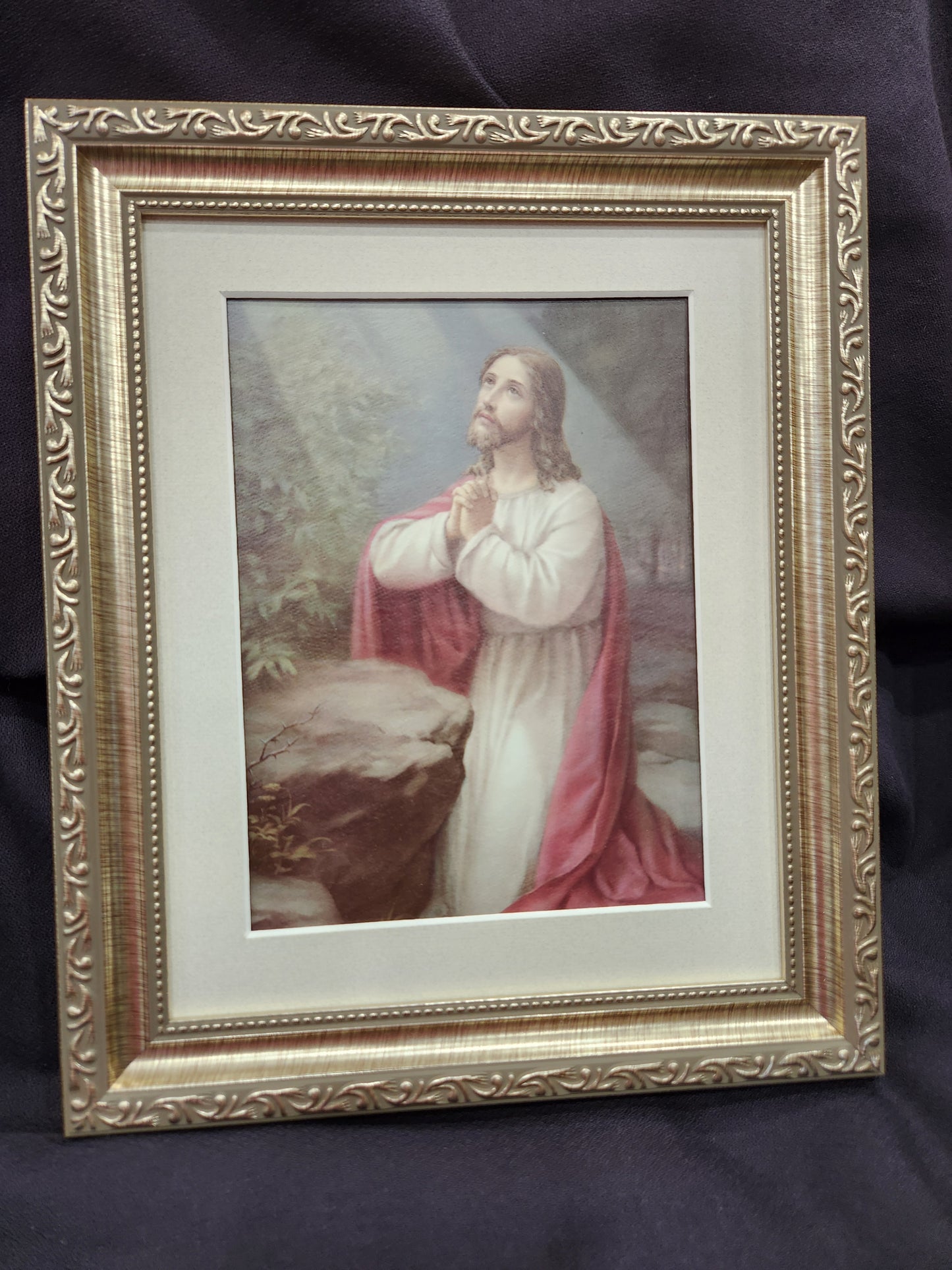 Jesus praying in the garden of Gethsemane framed print