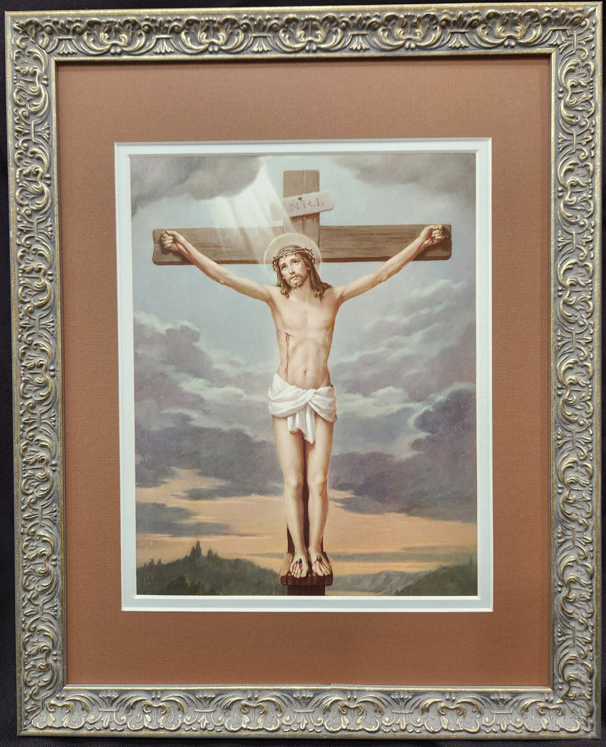Jesus crucified framed sacred art picture