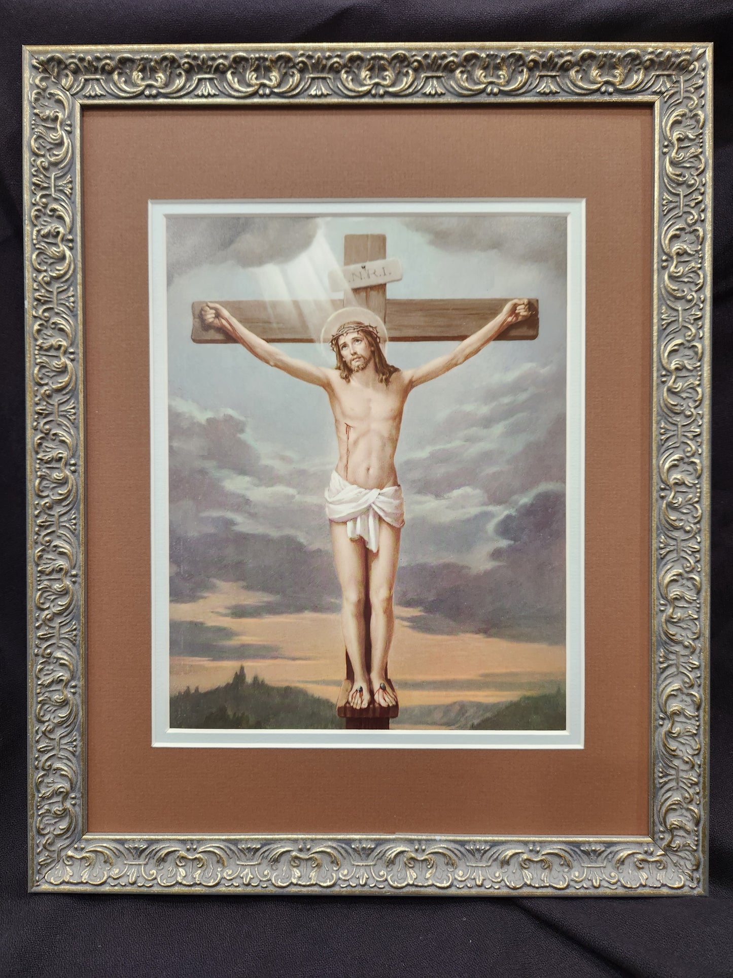 Jesus crucified framed sacred art picture