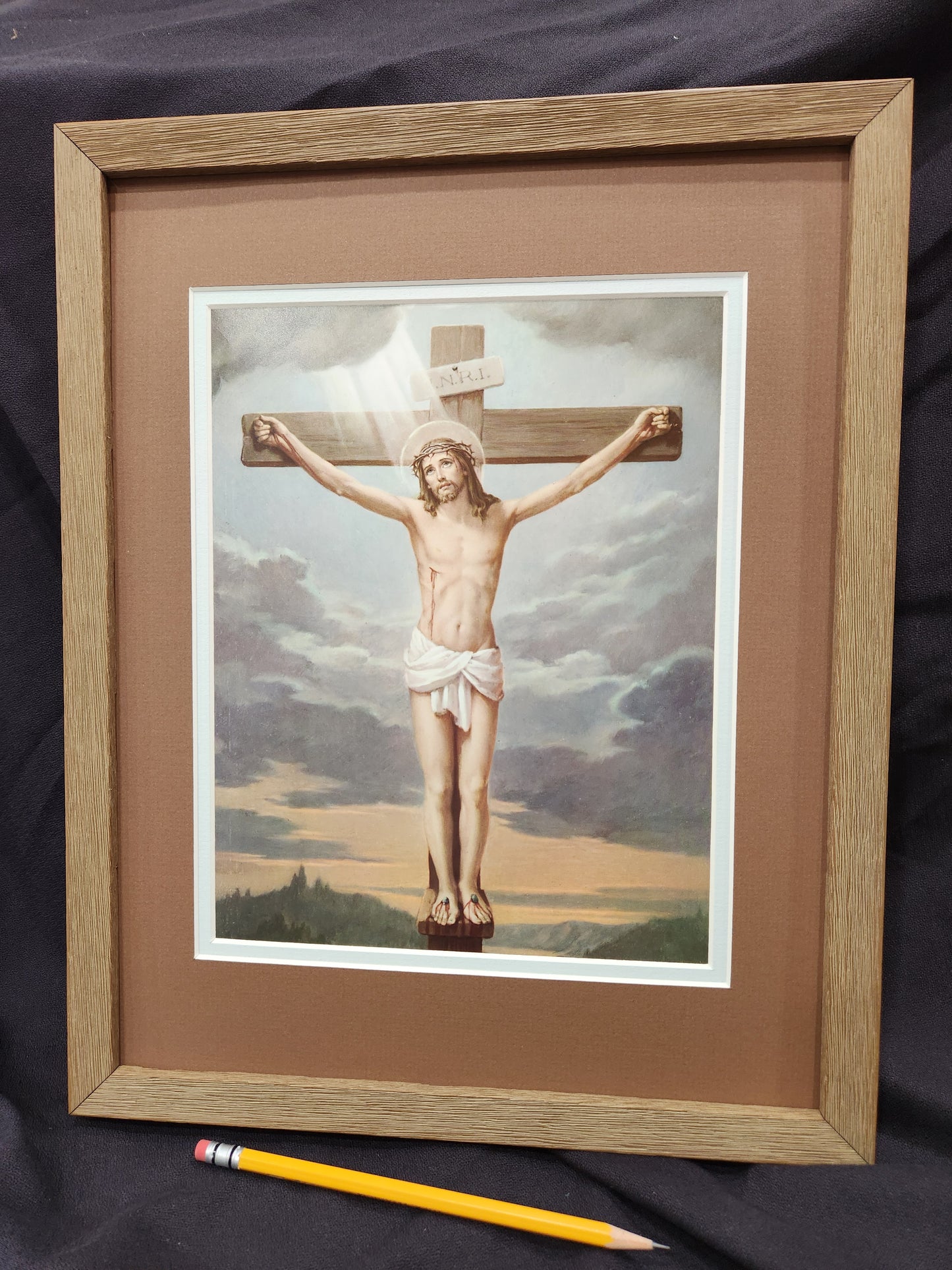 Jesus crucified framed sacred art picture