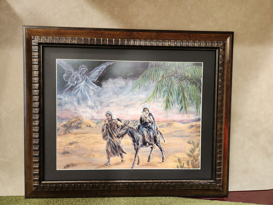 Custom Framed Flight into Egypt Holy Family picture