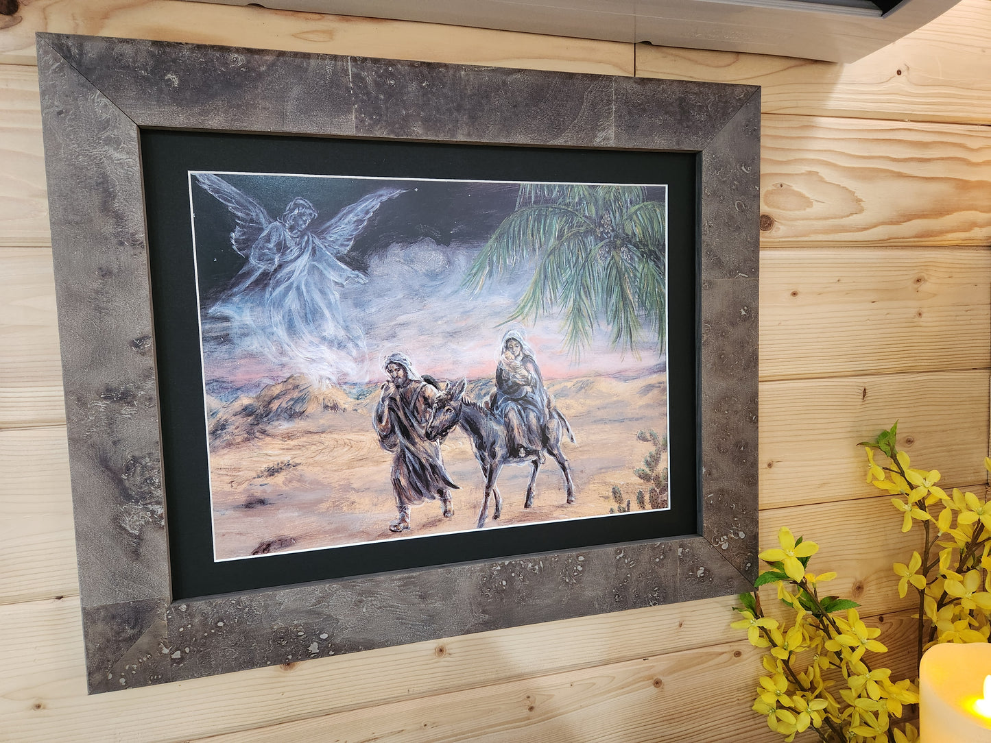 Custom Framed Flight into Egypt Holy Family picture