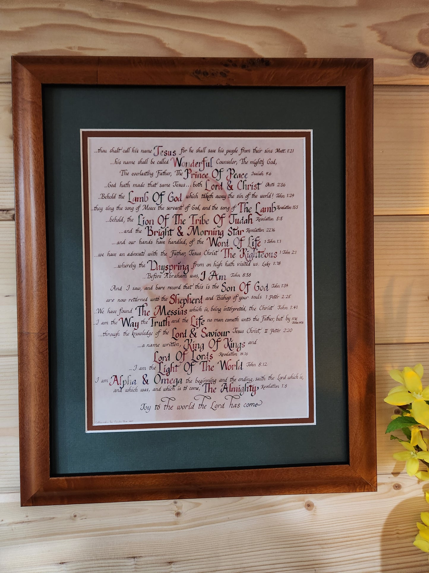 Scripture names for Jesus framed calligraphy print