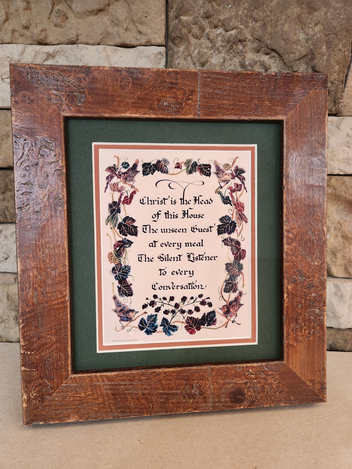 Christ is the Head of this house verse framed and matted small wall art