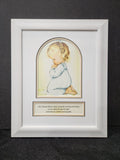 Now I lay me down to sleep prayer with little girl kneeling in prayer framed print.