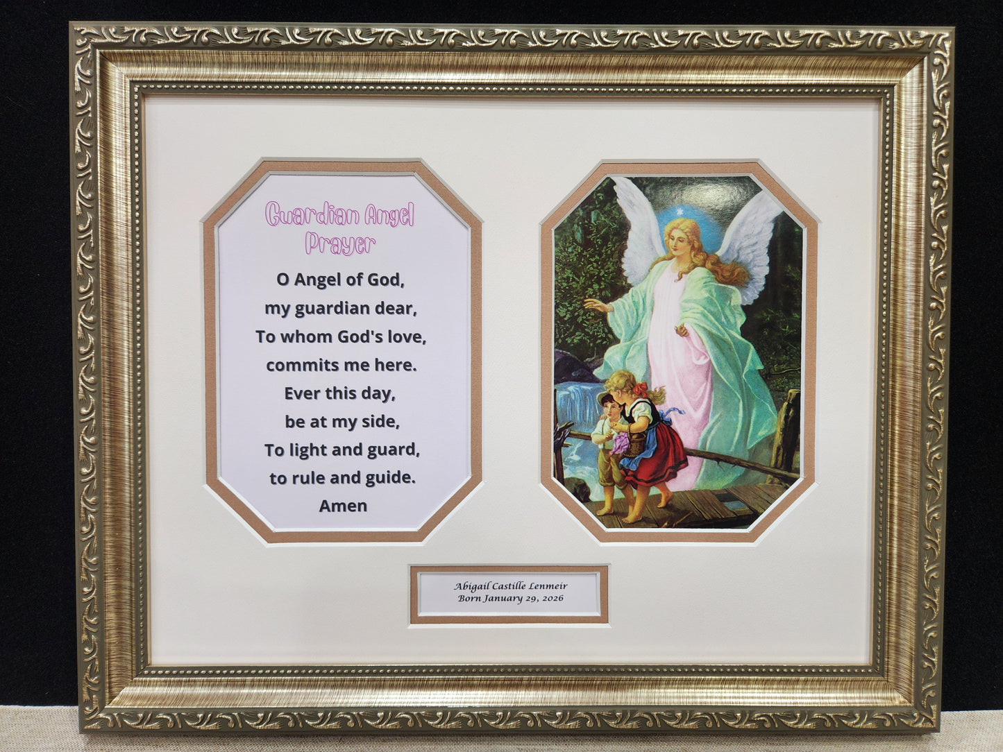 Guardian Angel picture with prayer for girl