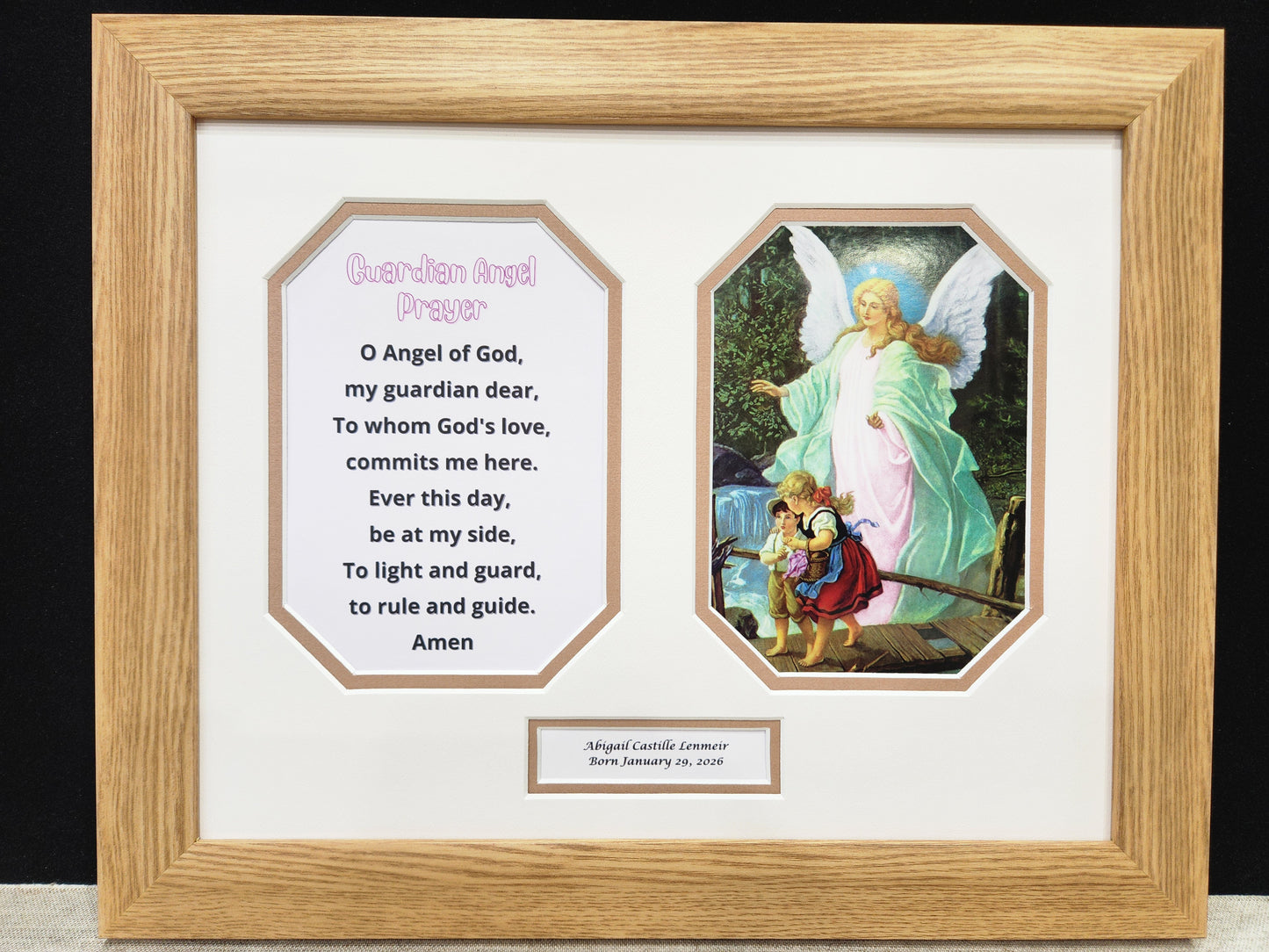 Guardian Angel picture with prayer for girl