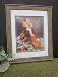 Woman clinging to Cross in the sea Rock of Ages