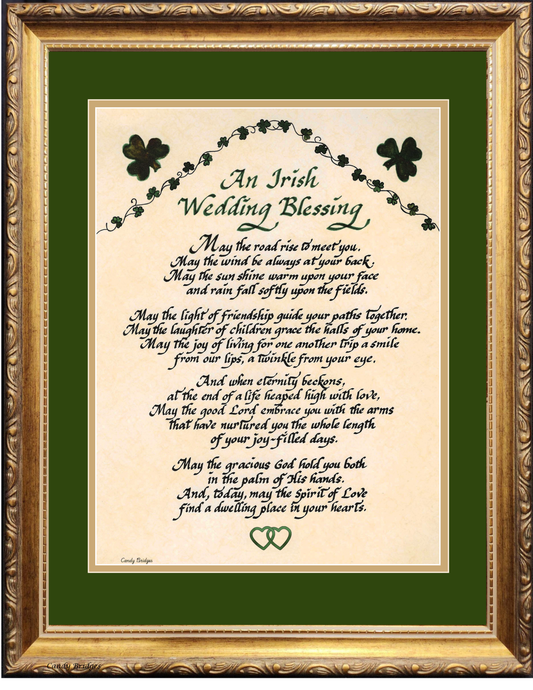 Irish Wedding Blessing personalized custom matted and framed Wedding gift