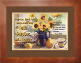 Framed sunflower kitchen art with scripture